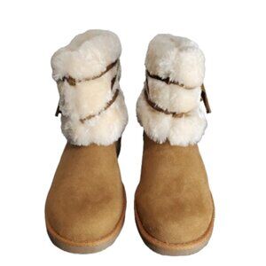 Airwalk women's brown boots with off white fur size 7